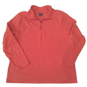 Eddie Bauer Quarter Zip Coral Orange Fleece Pullover Soft Warm Outdoor Layer XXL